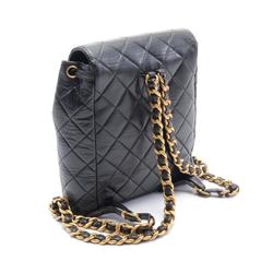 CHANEL Matelasse Backpack Bag Leather Women's Black A10177