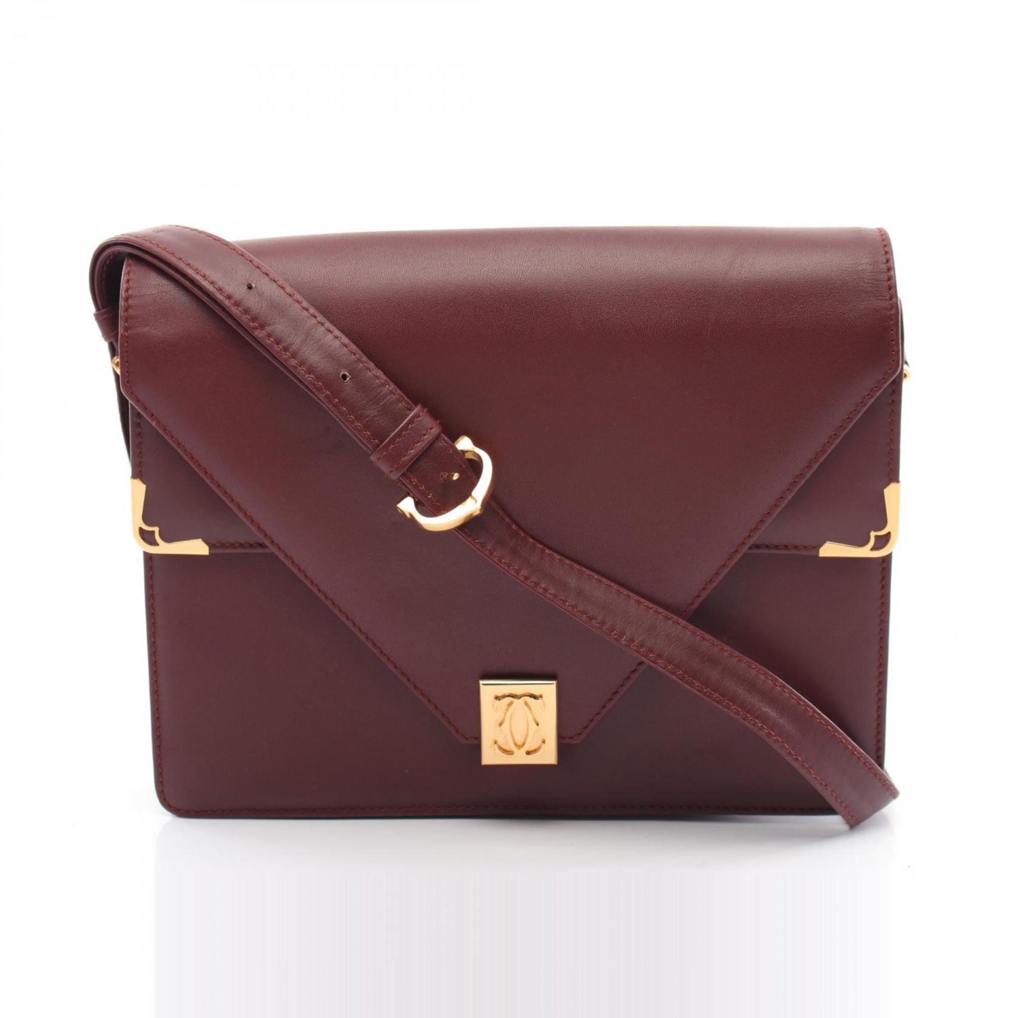 CARTIER Must Line Shoulder Bag Leather Women's Bordeaux