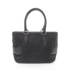 GUCCI GG Canvas Handbag Bag Leather Women's Black 113011