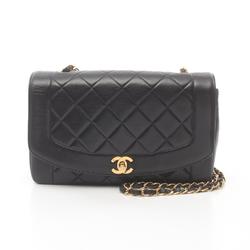 CHANEL Matelasse Diana Flap Shoulder Bag, Lambskin, Women's, Black, A01165