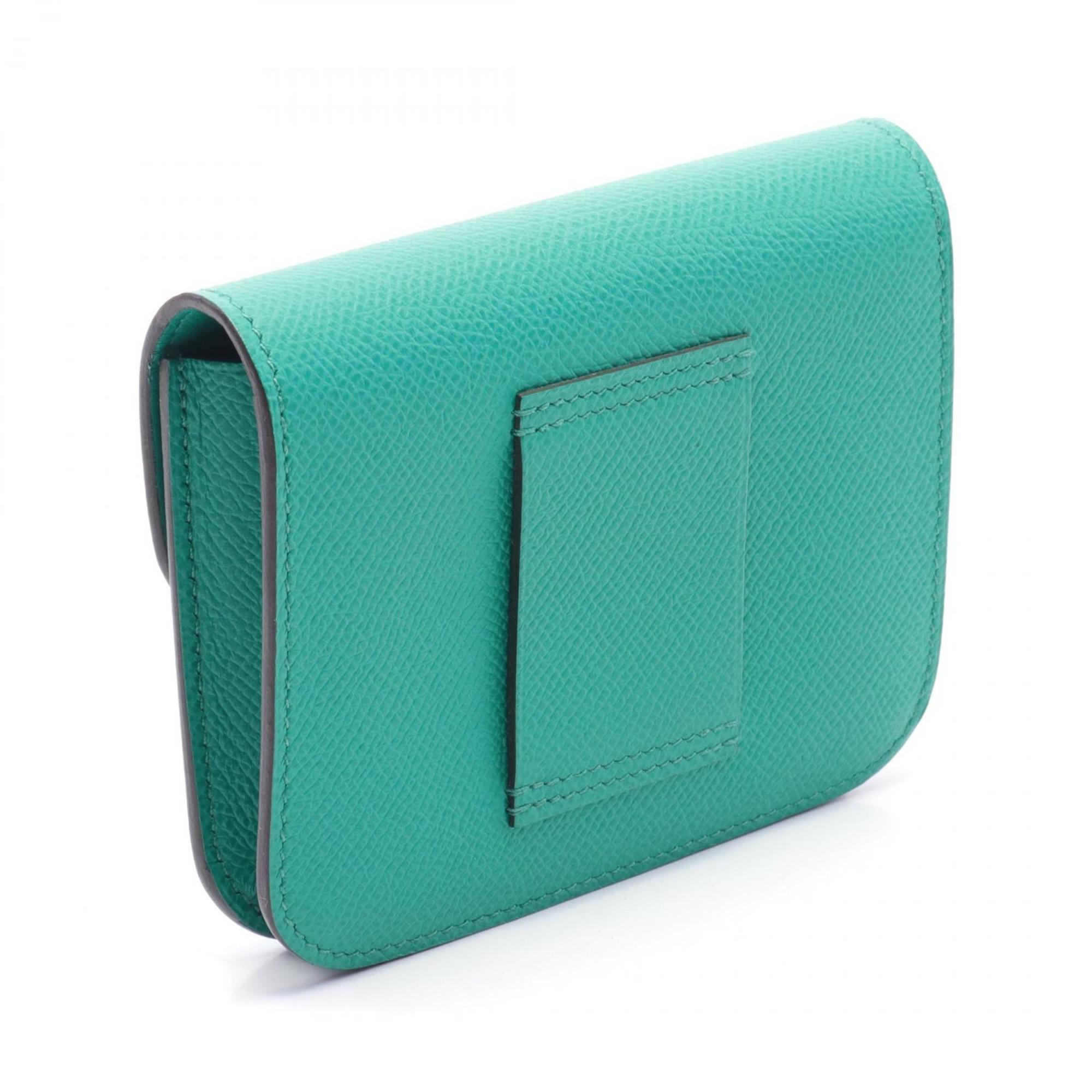 Hermes HERMES Constance Mint Bi-fold Wallet Epsom Leather Women's Green