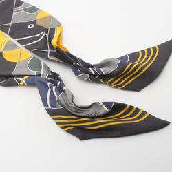 Hermes Twilly Scarf Silk Women's Black Yellow Multicolor