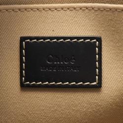 Chloé Chloe WOODY Small Tote Bag Canvas Leather Women's Beige Black