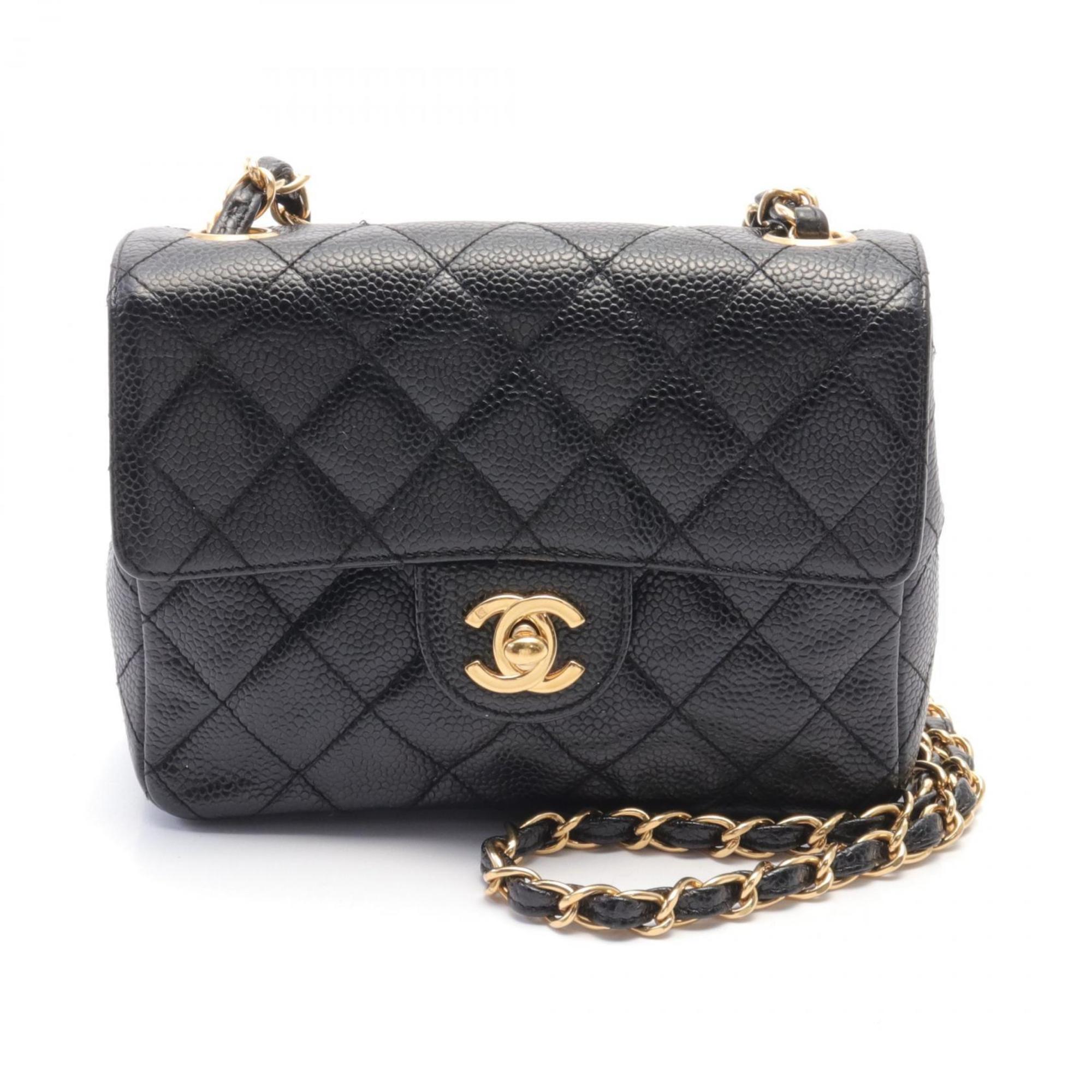 CHANEL Matelasse Shoulder Bag, Caviar Skin (Grained Calf), Women's, Black, A35200