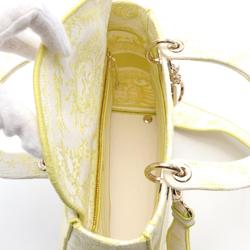 Christian Dior LADY D-LITE Medium Handbag Bag Canvas Women's Yellow White M0565OECQ02I