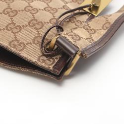 Gucci GG Canvas Shoulder Bag Leather Women's Beige Brown 90656