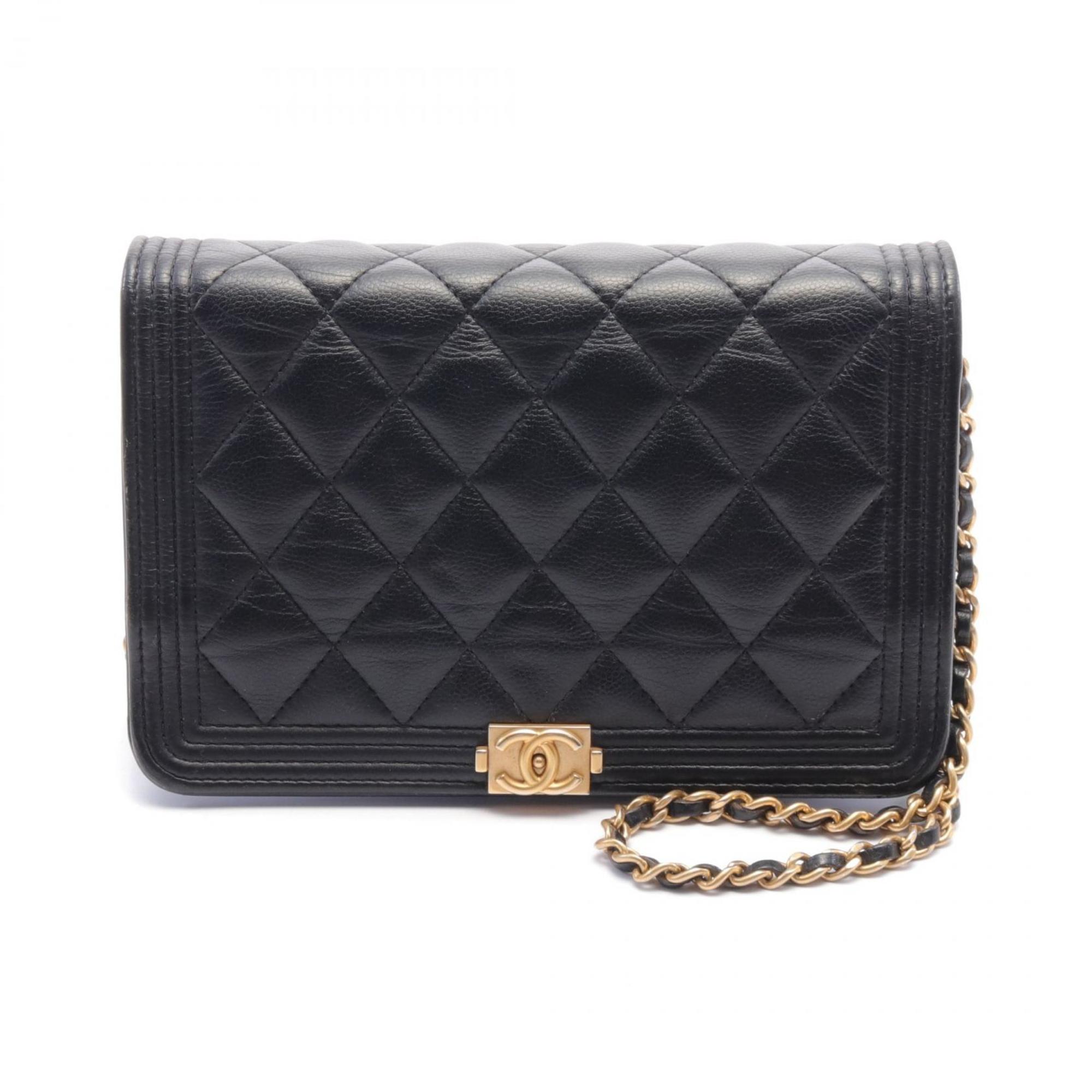 CHANEL Boy Chanel Matelasse Shoulder Bag Leather Grained Calfskin Women's Black AP1117