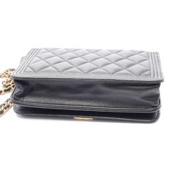 CHANEL Boy Chanel Matelasse Shoulder Bag Leather Grained Calfskin Women's Black AP1117