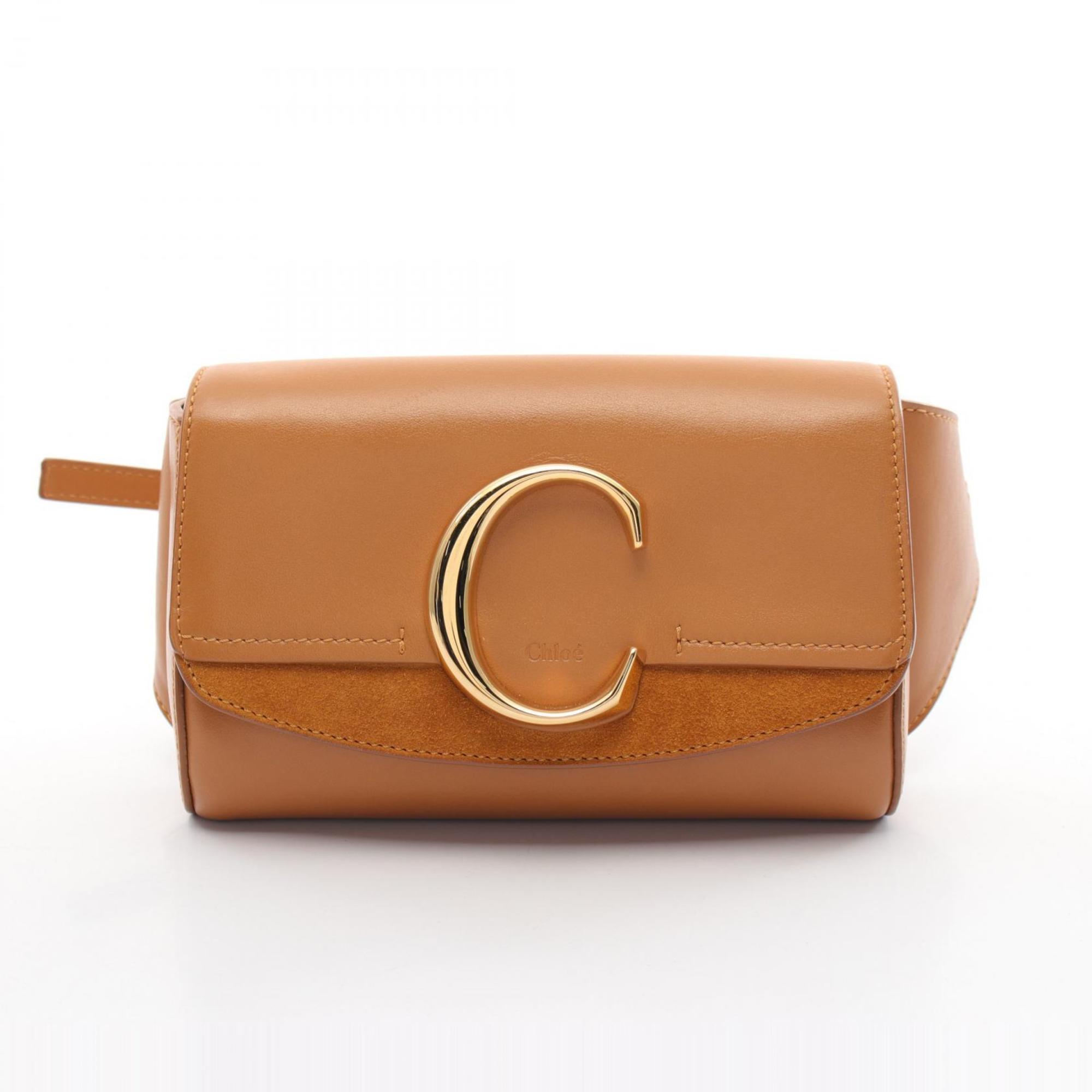 Chloé Chloe C Sea Waist Bag Body Leather Suede Women's Brown