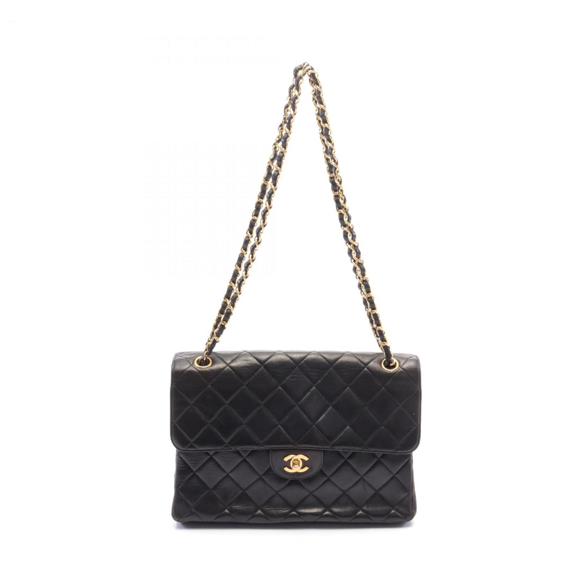 CHANEL Matelasse Double Face Shoulder Bag, Lambskin, Women's, Black