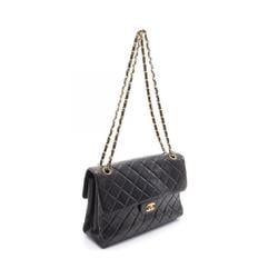 CHANEL Matelasse Double Face Shoulder Bag, Lambskin, Women's, Black