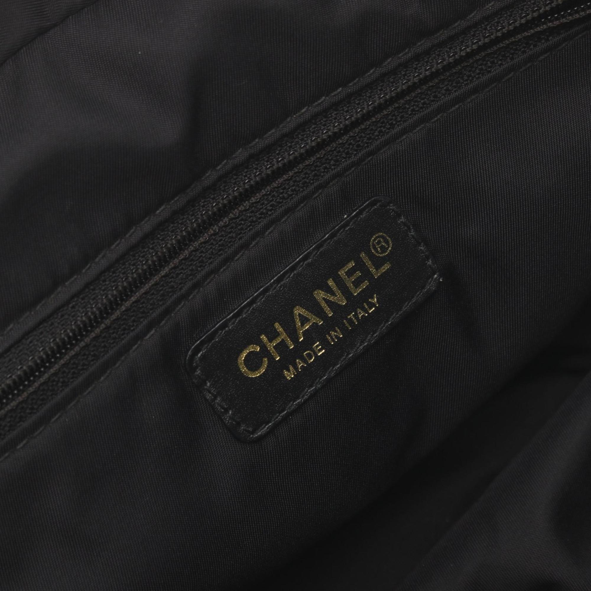 CHANEL New Travel Line Handbag Bag Leather Nylon Canvas Women's Black