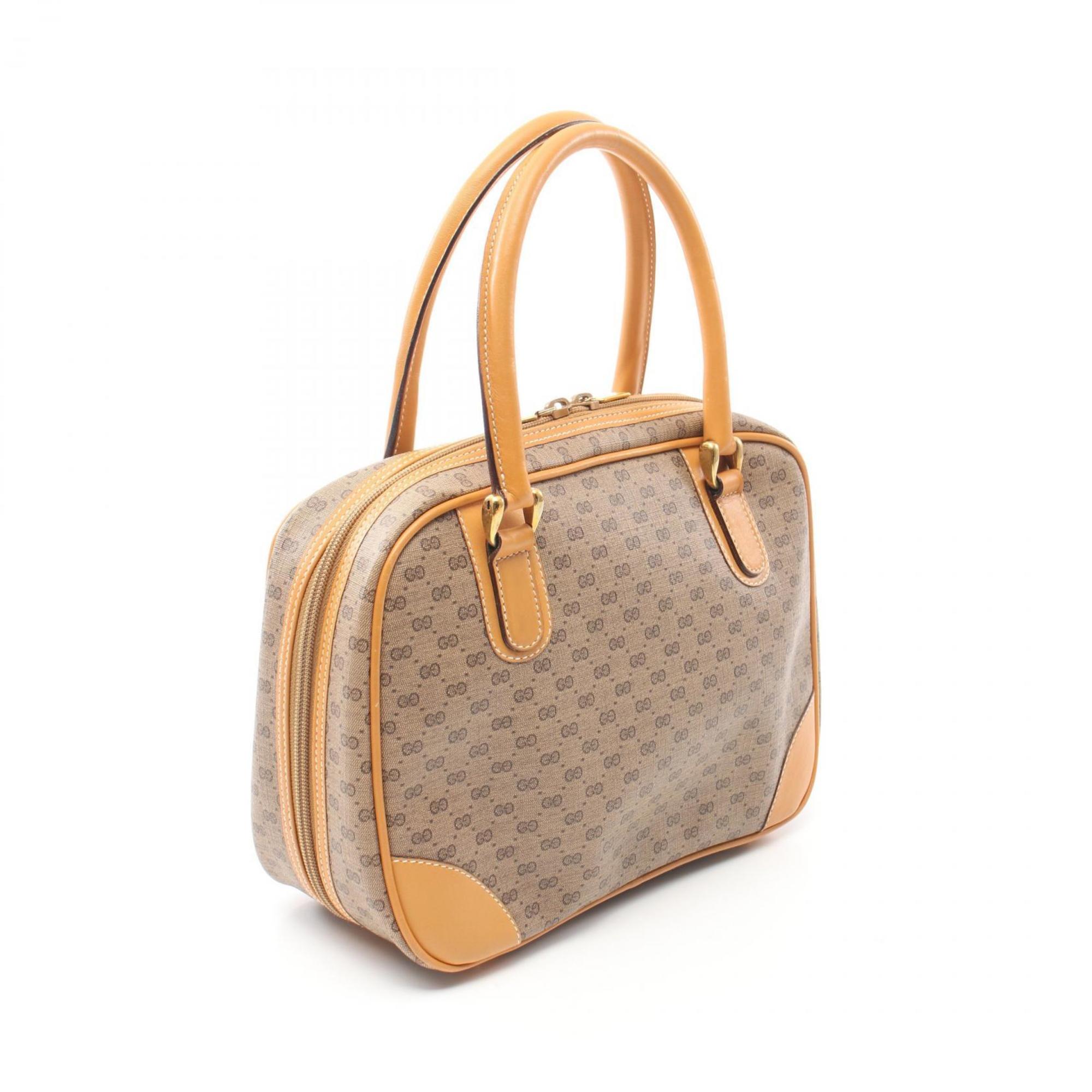 GUCCI Old Gucci Micro GG Handbag Bag Coated Canvas Leather Women's Beige Brown 000.104.0030