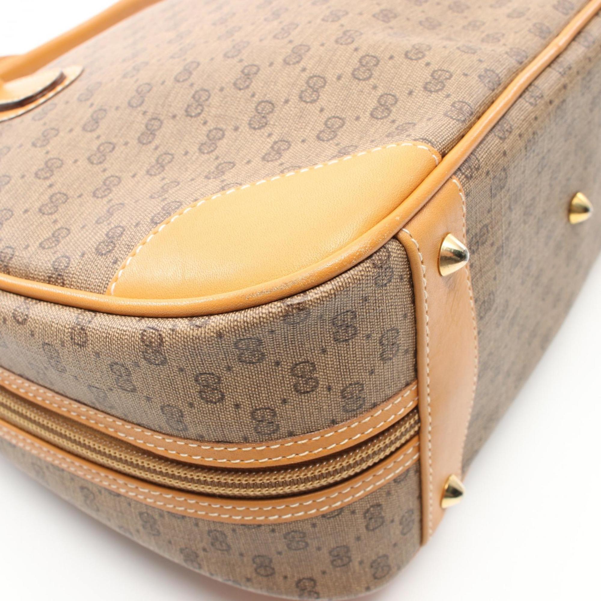 GUCCI Old Gucci Micro GG Handbag Bag Coated Canvas Leather Women's Beige Brown 000.104.0030