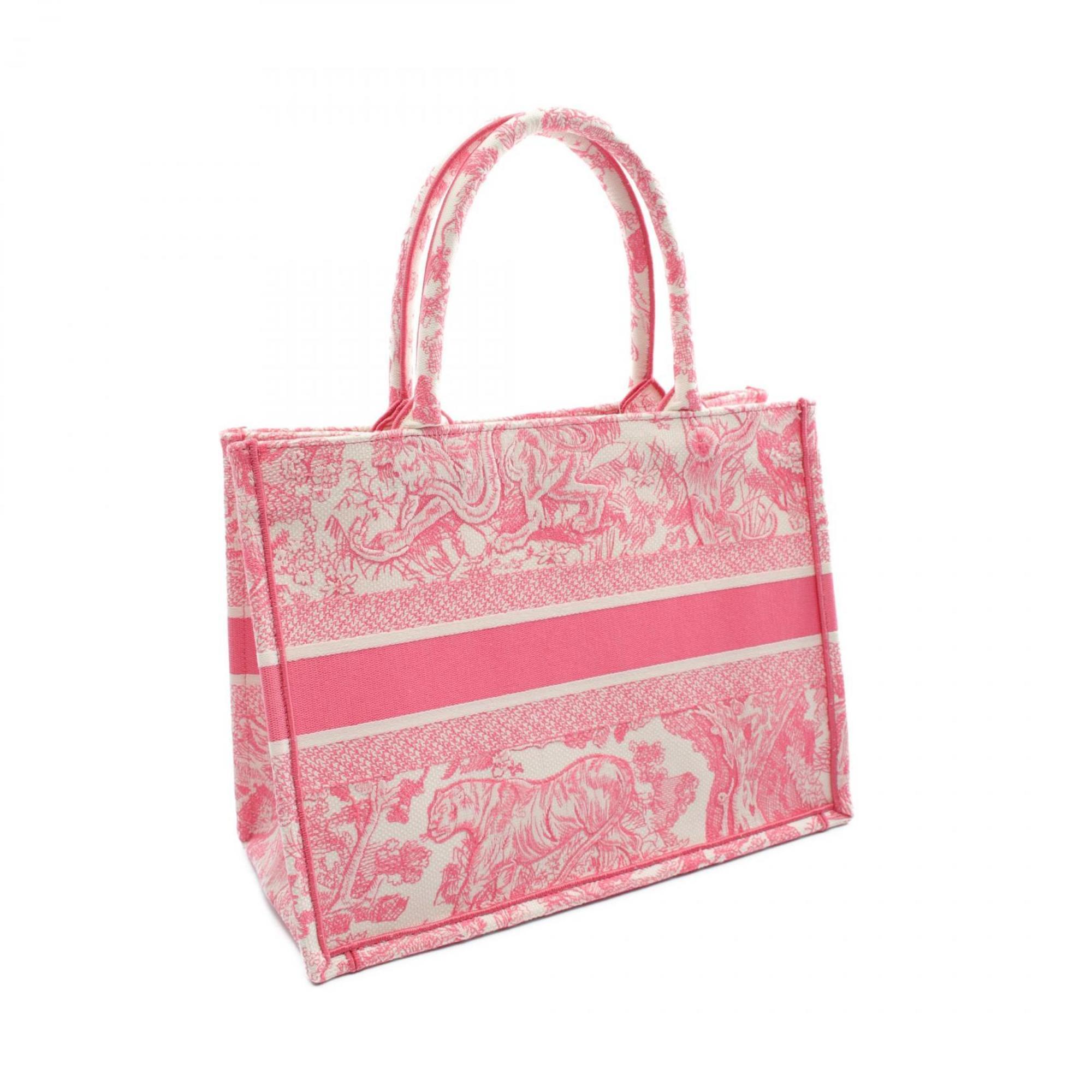 Christian Dior Dioriviera Book Tote Medium Toile de Jouy Bag Canvas Women's Pink White M1296ZTDT03I