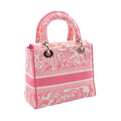 Christian Dior Dioriviera Lady D-Lite Medium Toile de Jouy Handbag Bag Canvas Women's Pink White M0565OTDT03I