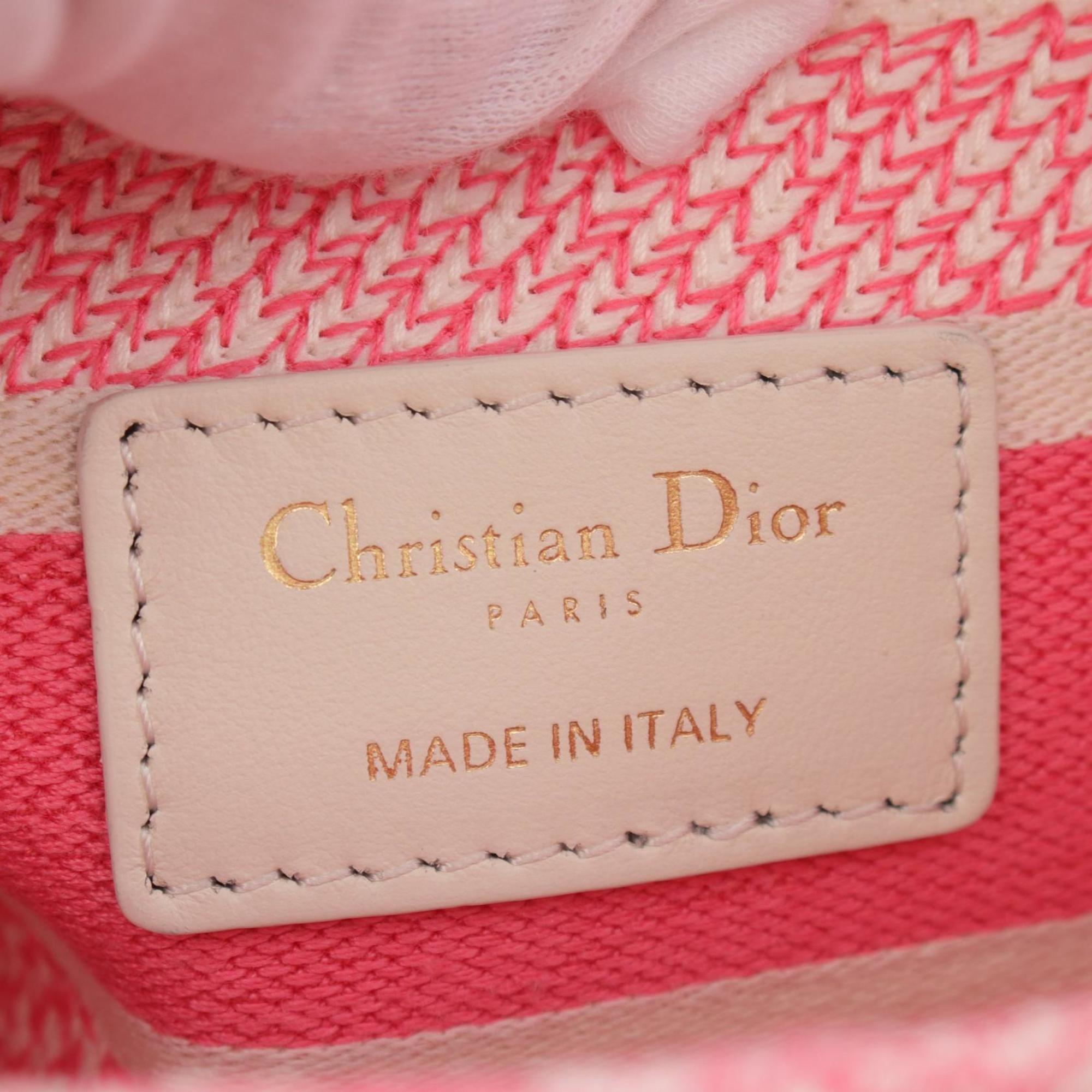 Christian Dior Dioriviera Lady D-Lite Medium Toile de Jouy Handbag Bag Canvas Women's Pink White M0565OTDT03I