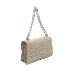 GUCCI Dionysus Shoulder Bag, Coated Canvas, Suede, Women's, Beige, Brown, 400249