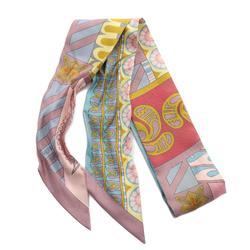 Hermes HERMES Twilly GEOMETRIE CRETOISE Scarf Silk Women's Pink Multicolor