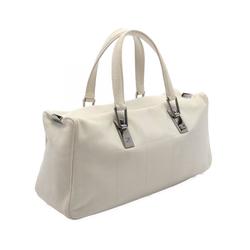 CHANEL Chocolate Bar Handbag Bag Leather Women's White