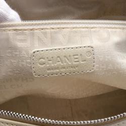 CHANEL Chocolate Bar Handbag Bag Leather Women's White