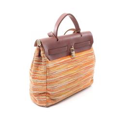 Hermes HERMES Airbag PM Handbag Bag Leather Vibrato Women's Brown Orange Multicolor