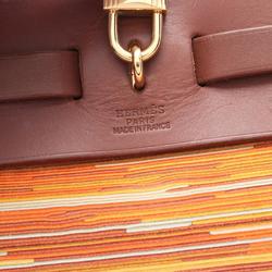 Hermes HERMES Airbag PM Handbag Bag Leather Vibrato Women's Brown Orange Multicolor