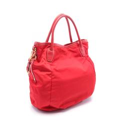 PRADA TESSUTO+VIT.DAI Tote Bag Nylon Leather Women's Red BR4419