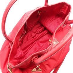 PRADA TESSUTO+VIT.DAI Tote Bag Nylon Leather Women's Red BR4419