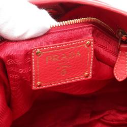 PRADA TESSUTO+VIT.DAI Tote Bag Nylon Leather Women's Red BR4419