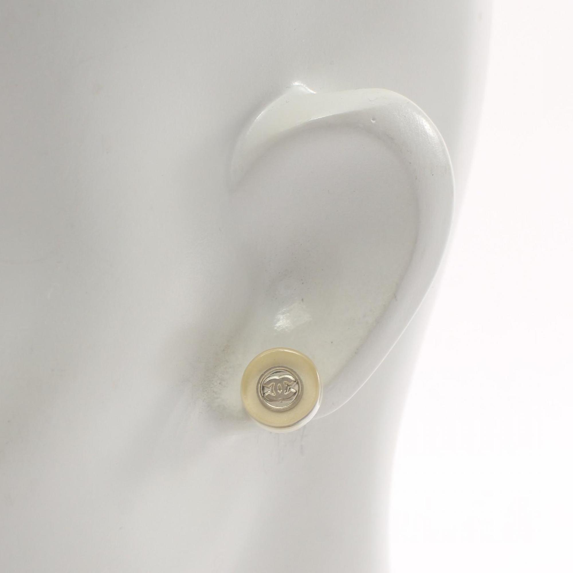 CHANEL Coco Mark Earrings Resin Women's White Clear