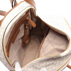 Michael Kors RHEA Backpack Bag Coated Canvas Leather Women's White Grey Brown 30S7GEZB1B