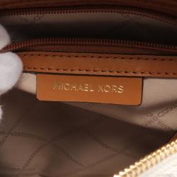 Michael Kors RHEA Backpack Bag Coated Canvas Leather Women's White Grey Brown 30S7GEZB1B