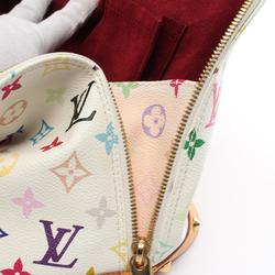 Louis Vuitton Alma Monogram Multicolor Blanc Handbag Bag Coated Canvas Leather Women's White