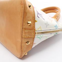 Louis Vuitton Alma Monogram Multicolor Blanc Handbag Bag Coated Canvas Leather Women's White