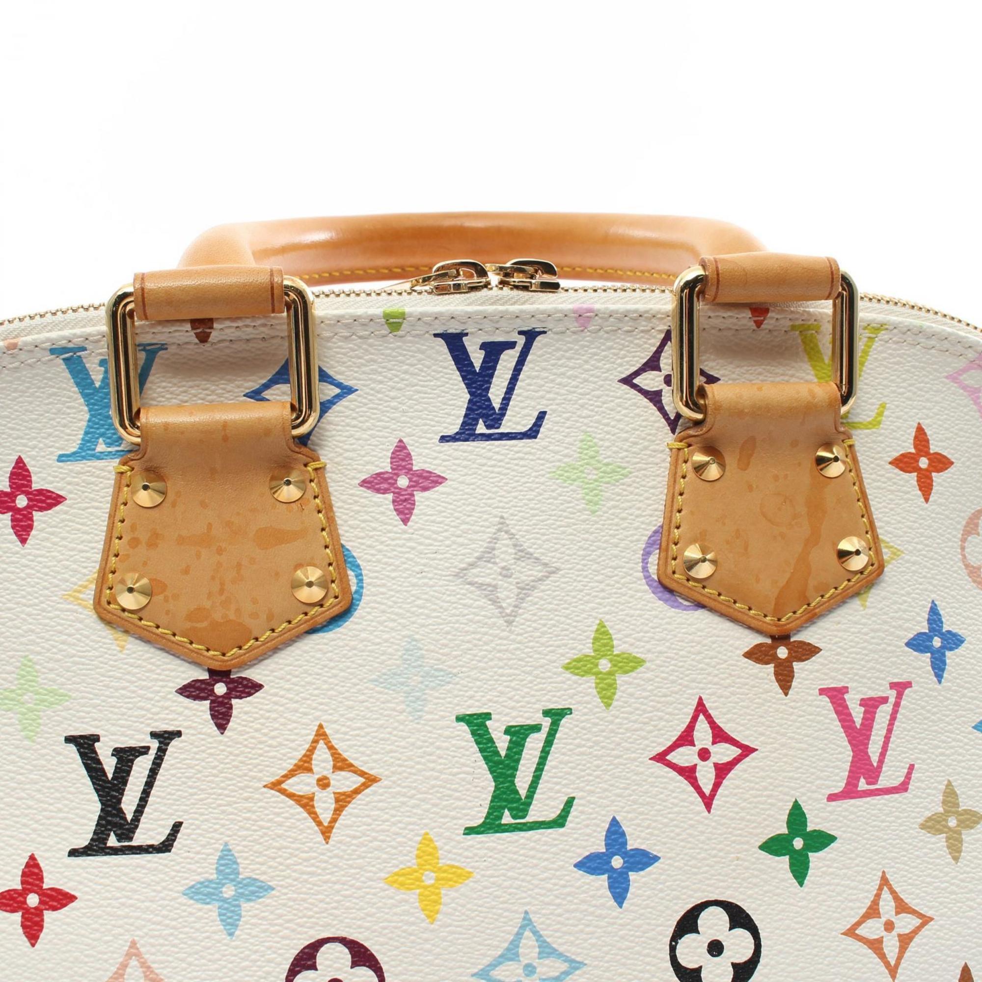 Louis Vuitton Alma Monogram Multicolor Blanc Handbag Bag Coated Canvas Leather Women's White