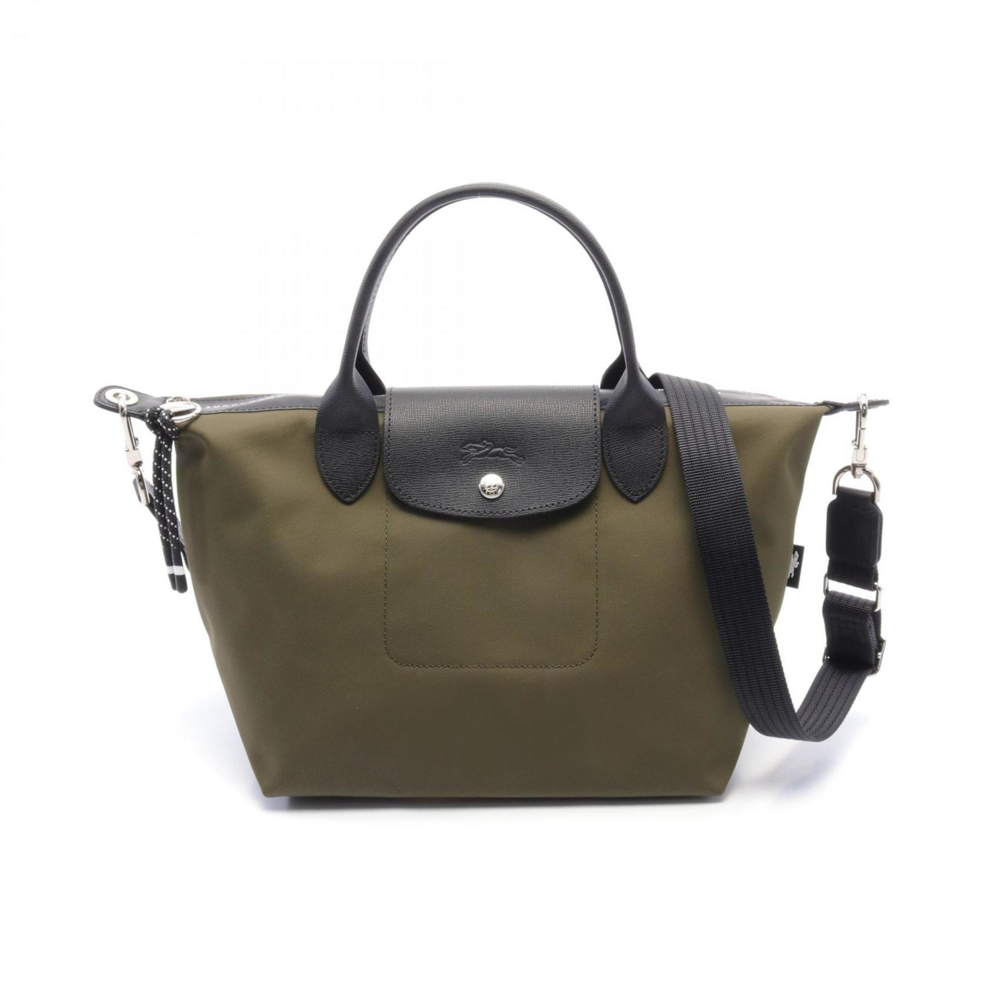 Longchamp Le Pliage Energy S Tote Bag, Nylon Leather, Women's, Khaki, Black, L1512HSR892