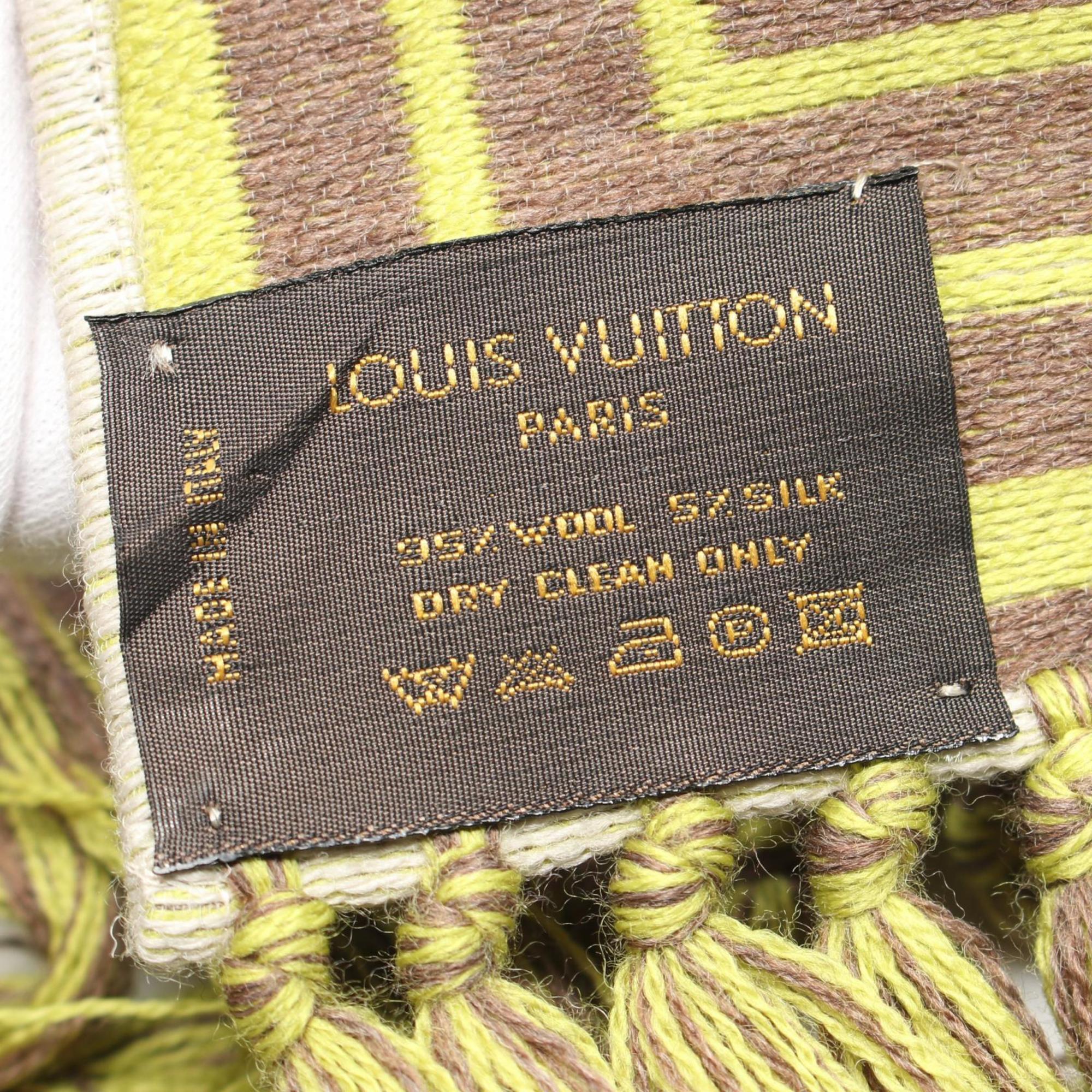 LOUIS VUITTON Scarf Clothing Wool Silk Women's Beige Brown Green