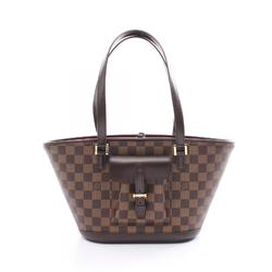 Louis Vuitton Manosque PM Damier Ebene Tote Bag, Coated Canvas, Leather, Women's, Brown