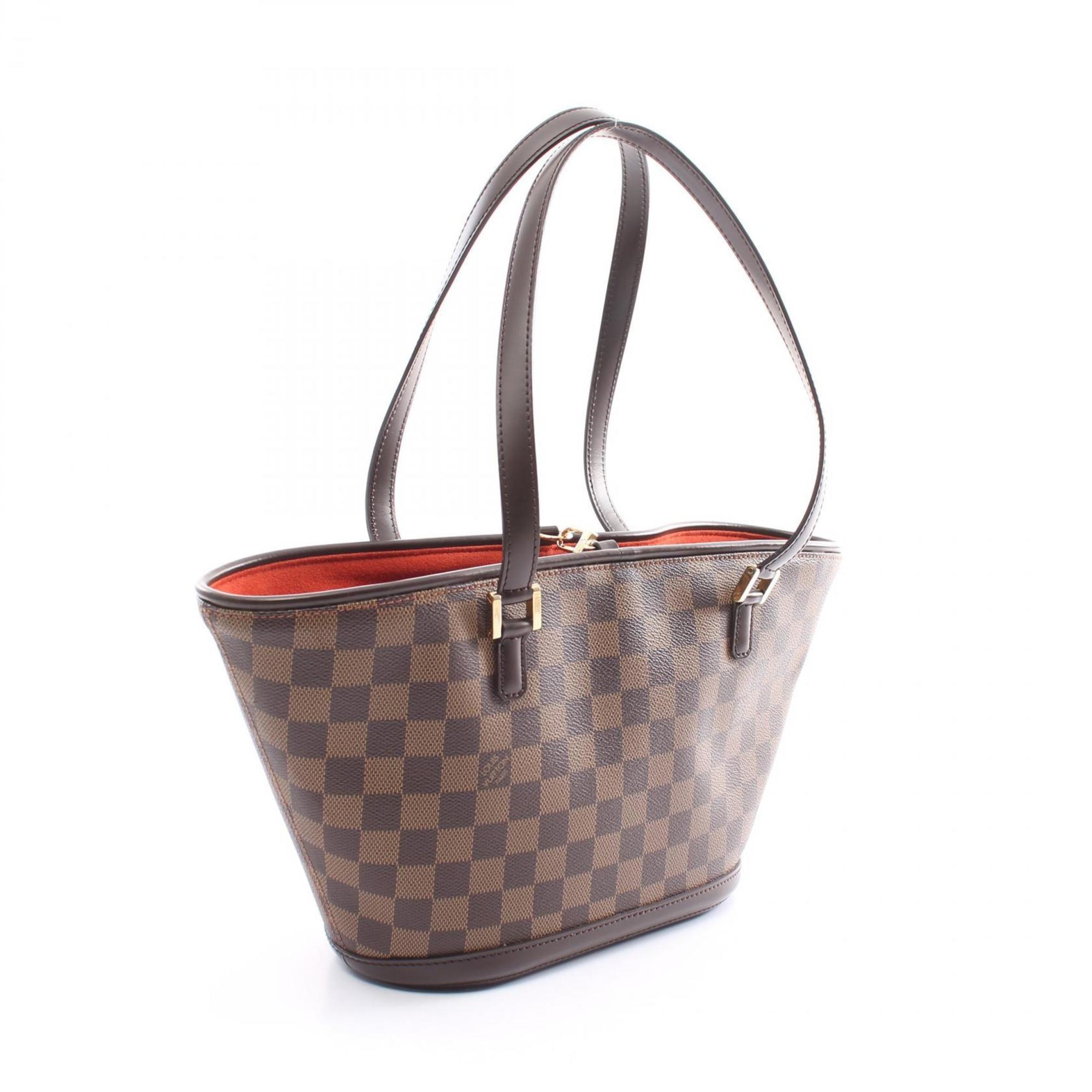 Louis Vuitton Manosque PM Damier Ebene Tote Bag, Coated Canvas, Leather, Women's, Brown