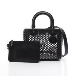 Christian Dior Dior Lady Medium Handbag Bag Leather Women's Black M0565SDBUM911