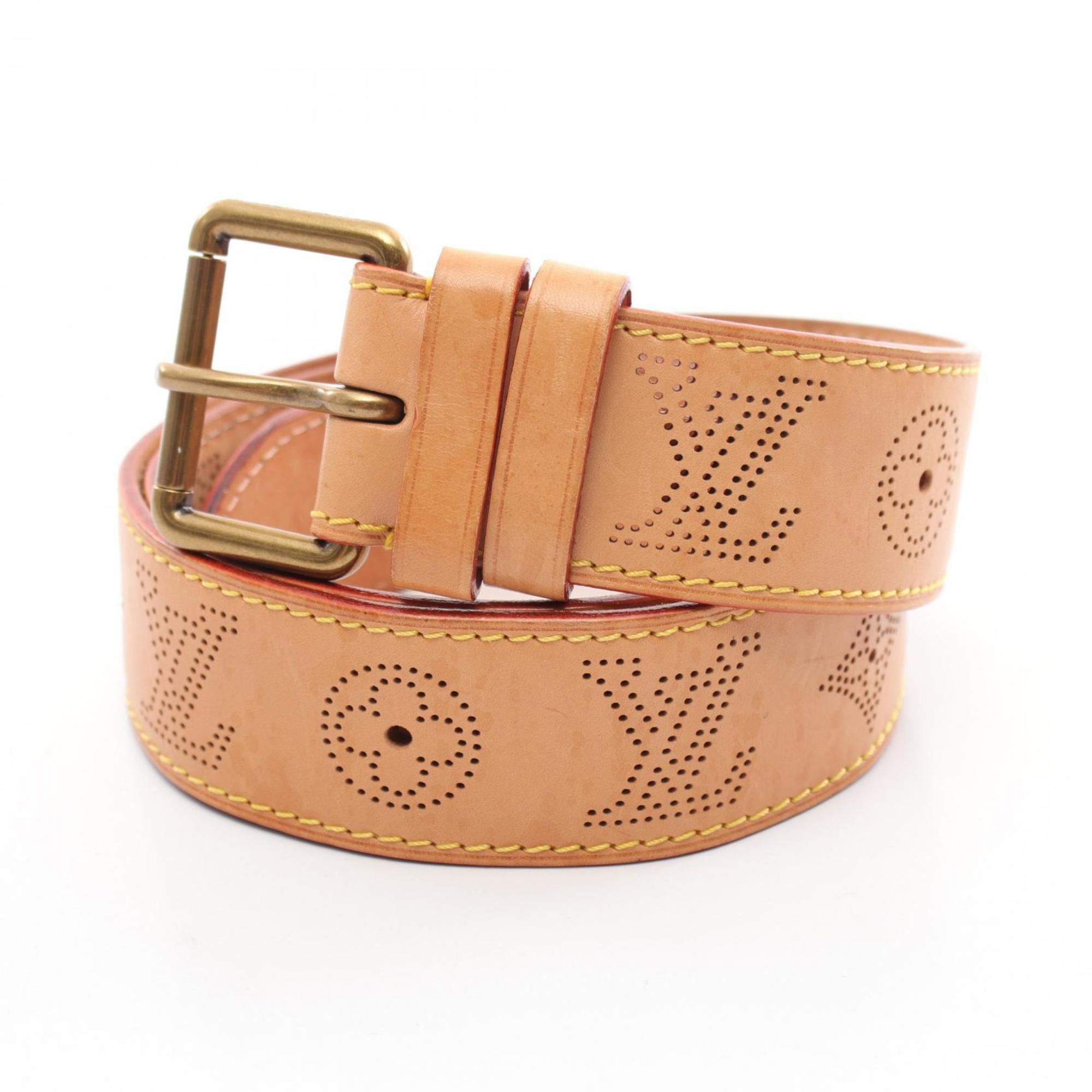 LOUIS VUITTON Santur Perforated Monogram Mahina Belt Clothing Leather Men's Beige M6939V