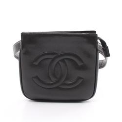 CHANEL Coco Mark Waist Bag, Lambskin, Women's, Black