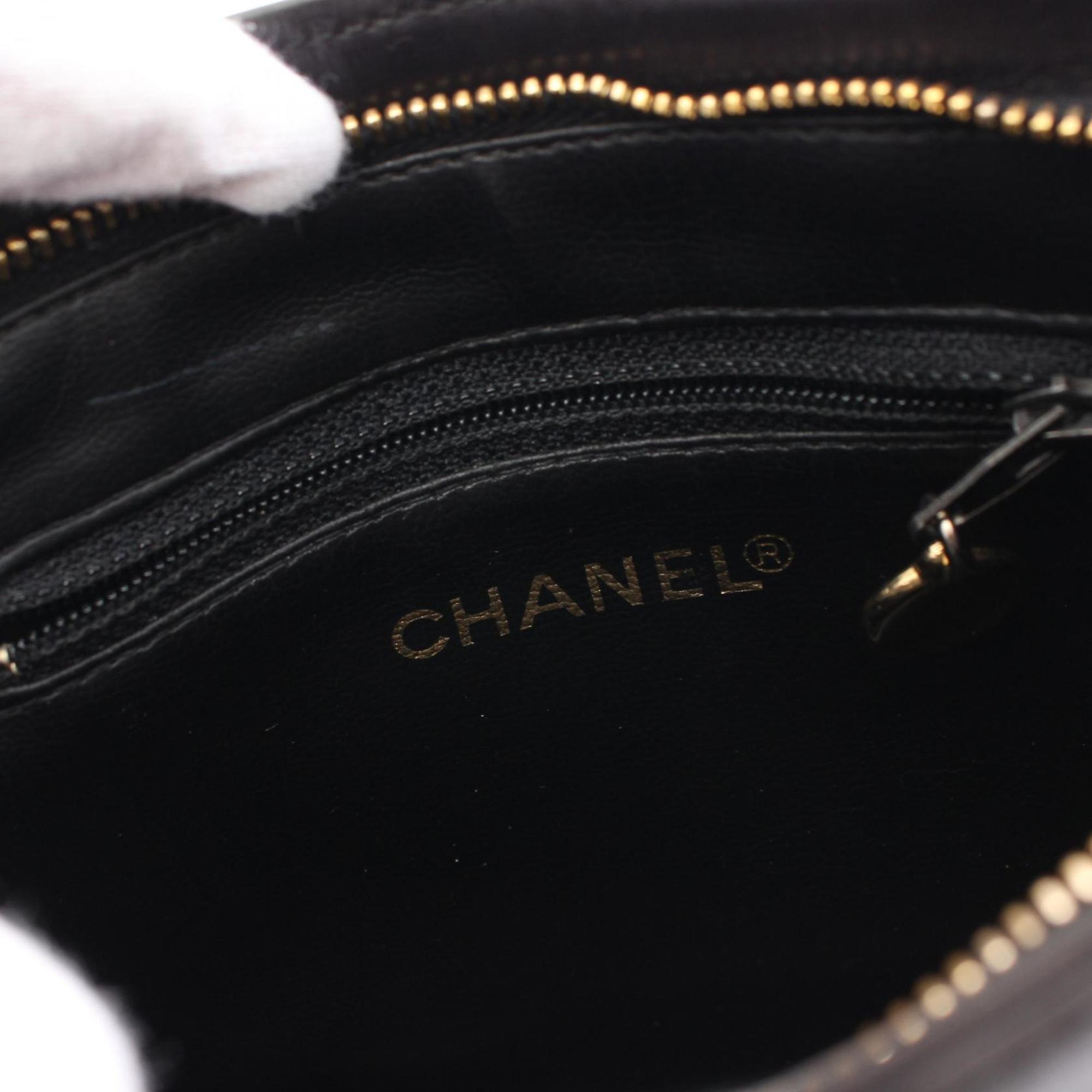 CHANEL Coco Mark Waist Bag, Lambskin, Women's, Black