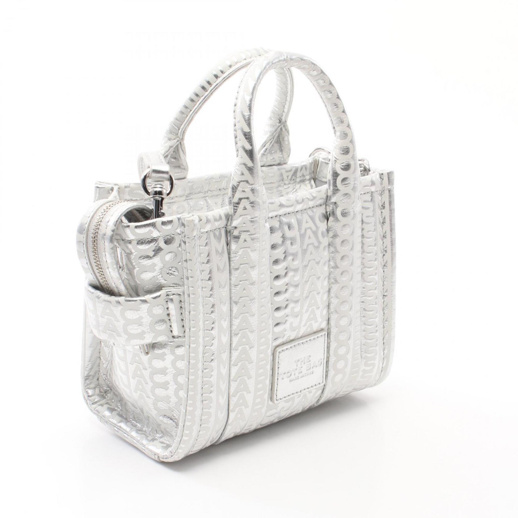 MARC JACOBS handbag, leather bag, women's, silver, white, 2F3HTT048H01