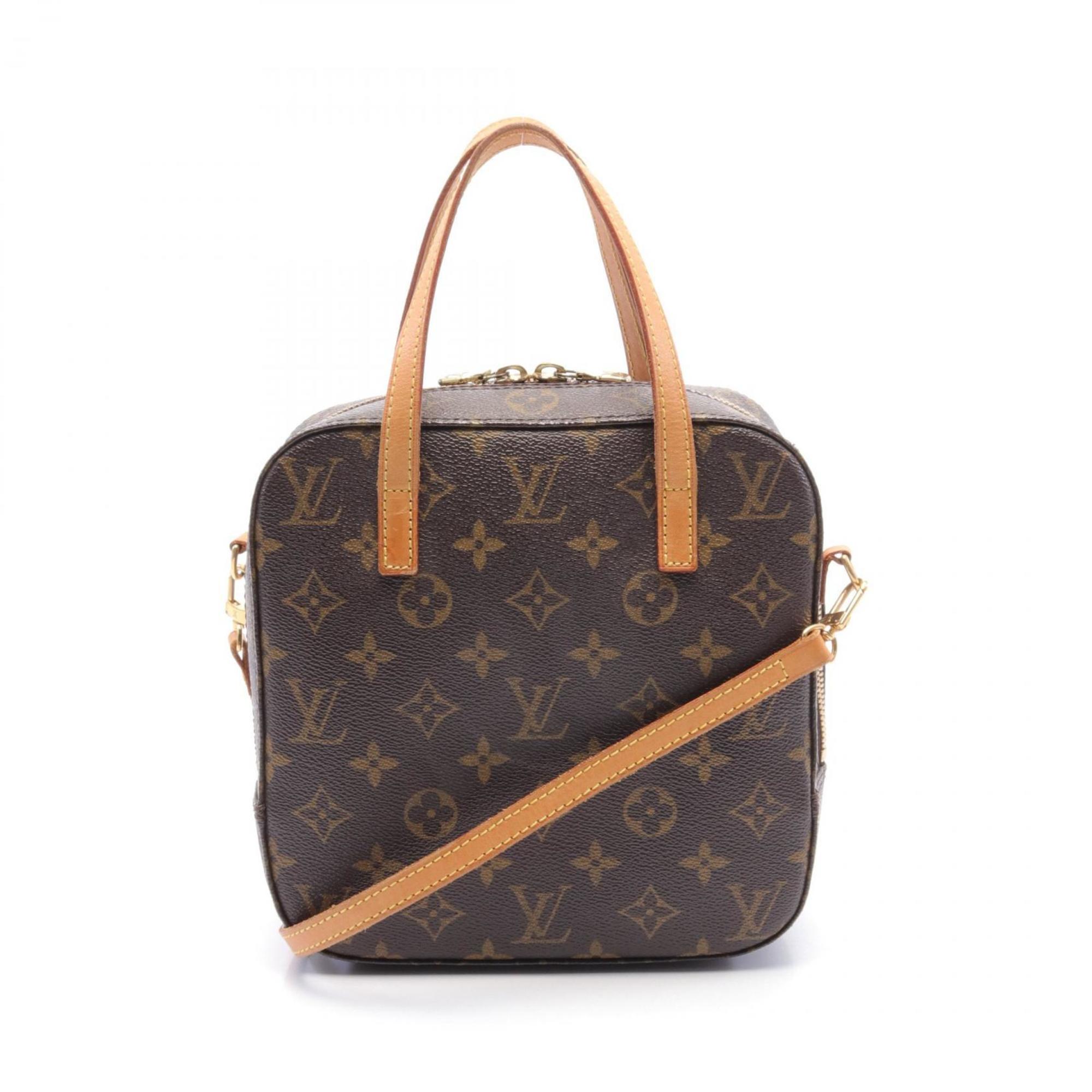 Louis Vuitton Spontini Handbag Bag Coated Canvas Leather Monogram Women's Brown M47500