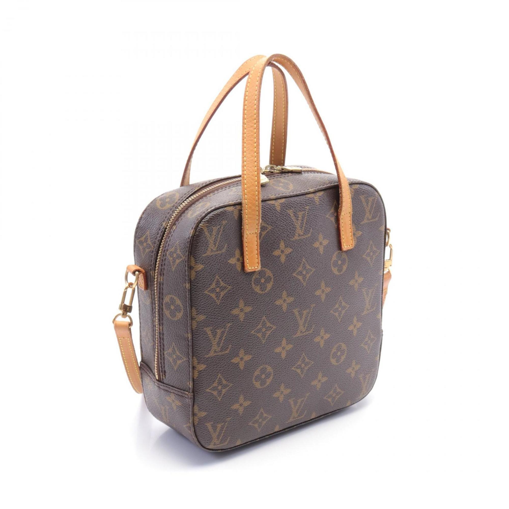 Louis Vuitton Spontini Handbag Bag Coated Canvas Leather Monogram Women's Brown M47500