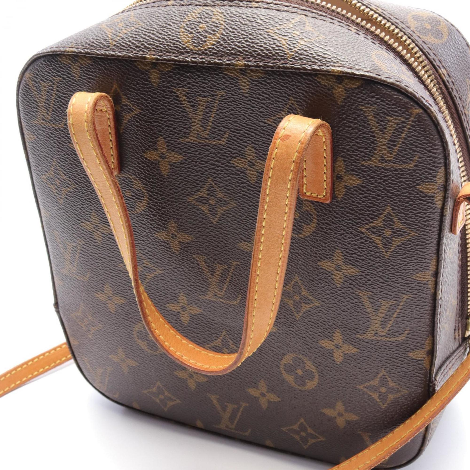 Louis Vuitton Spontini Handbag Bag Coated Canvas Leather Monogram Women's Brown M47500