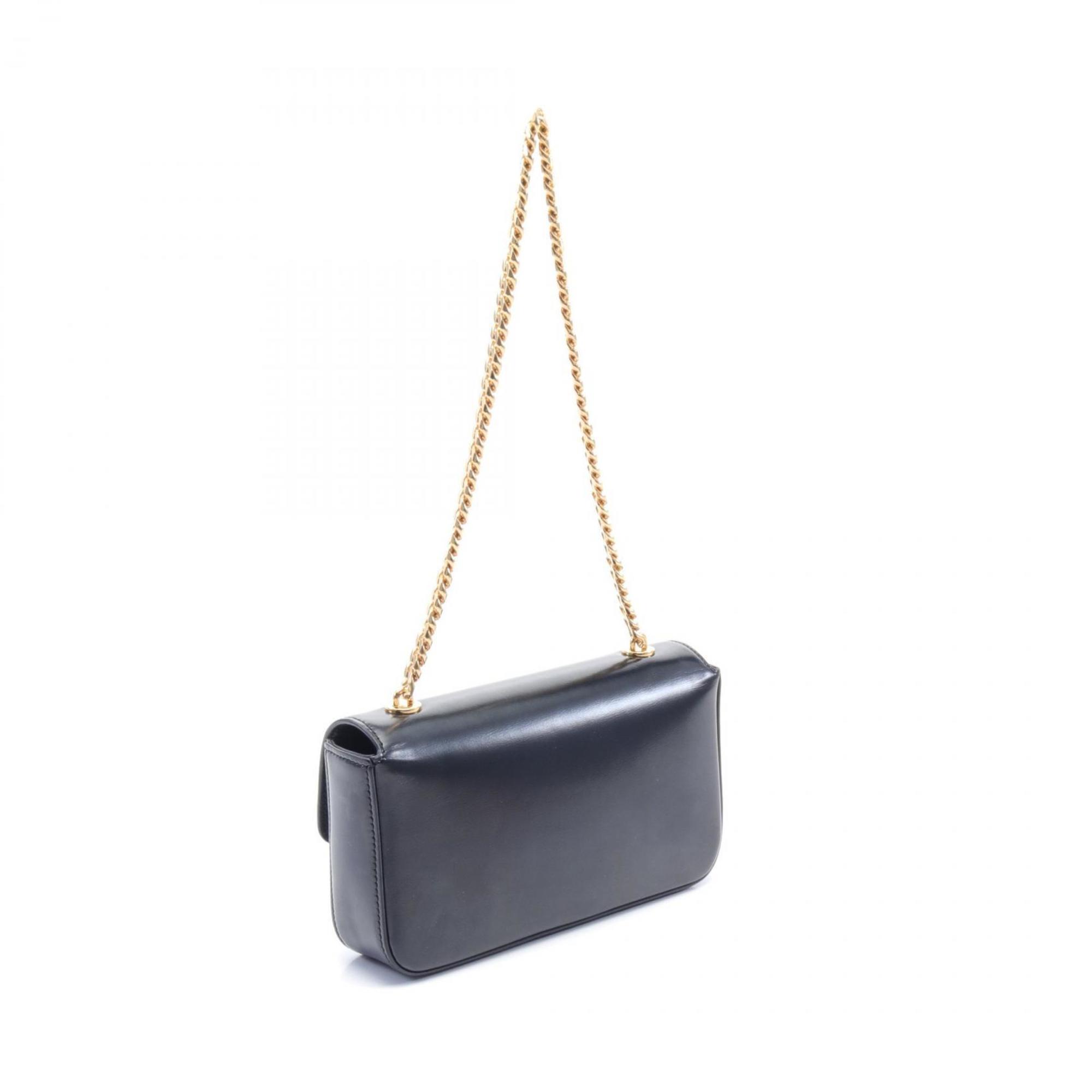 CELINE Triomphe Shoulder Bag Leather Women's Black