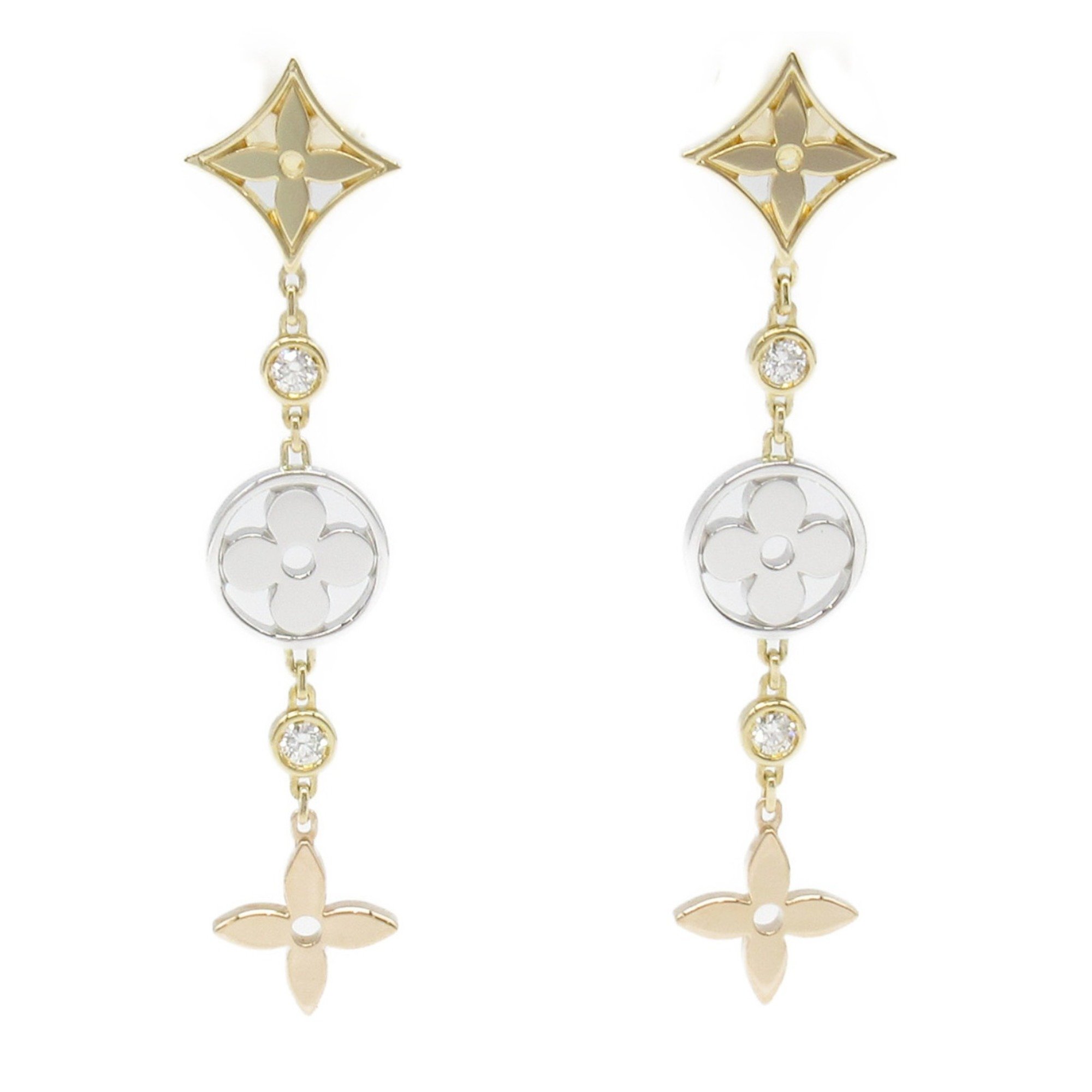 Louis Vuitton LOUIS VUITTON Boucle de Reuil Monogram Idylle Diamond Earrings K18 (yellow gold) K18WG (white (pink Ladies Clear